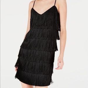 Bar lll Black Fringe Spaghetti Strap Dress